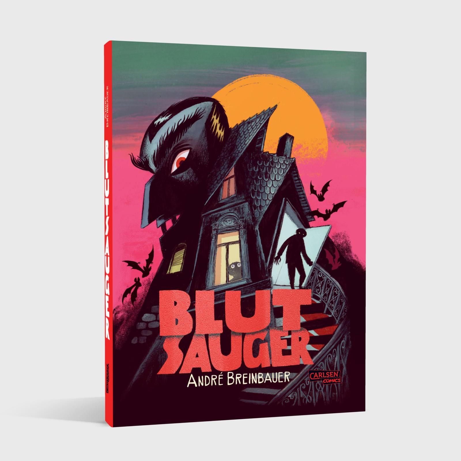 Graphic novel, Dunkles Haus, Batman-ähnliche Tauben?, Sonnenuntergang Farben, Gruselige Kunst