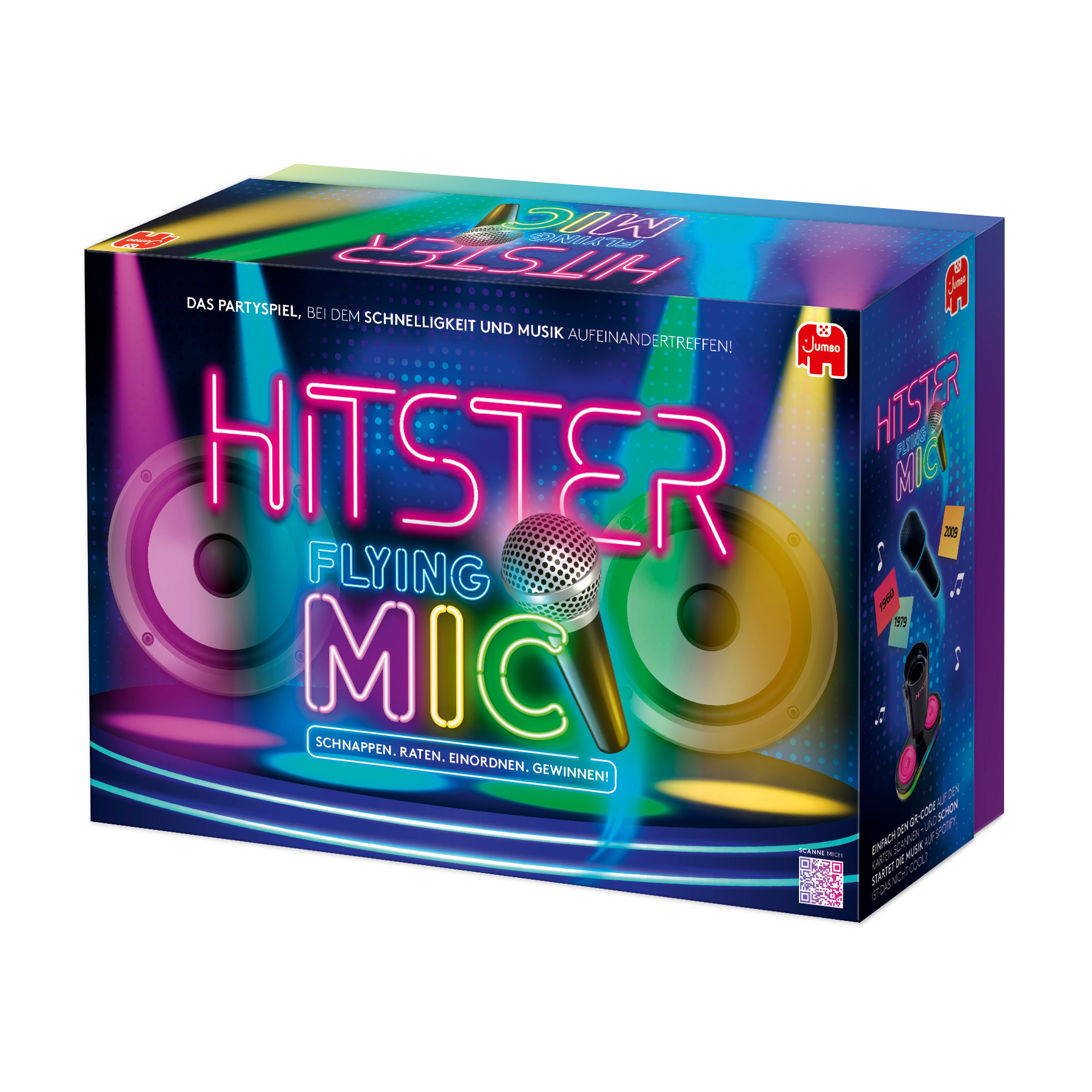 Karaoke-Box, Hitster, Flying Mic, Neonlicht, Lautsprecher-Set