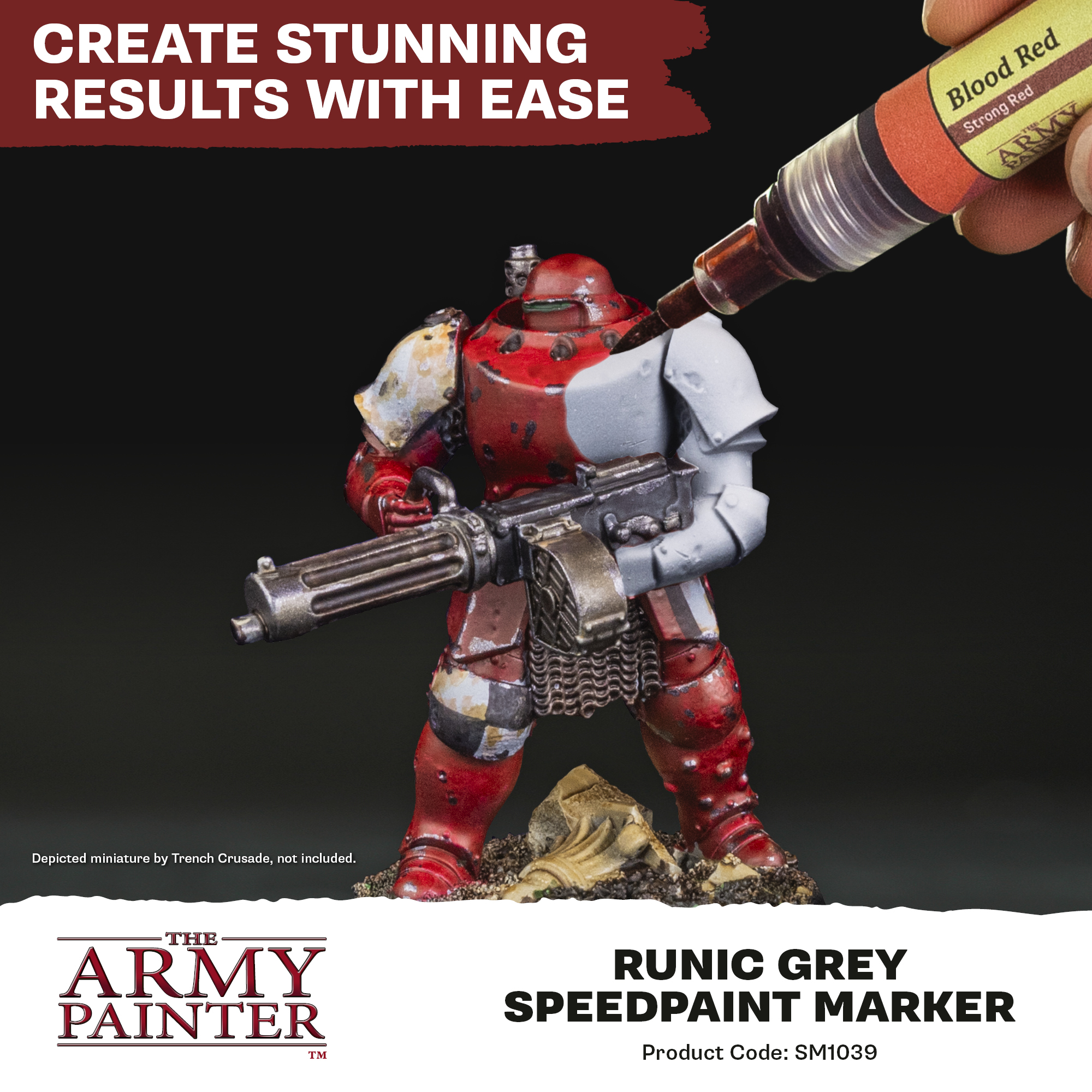 Army Painter: Speedpaint Marker - Runic Grey Miniatur, Figurine, Space Marine, Rote Rüstung, Bemalte Details