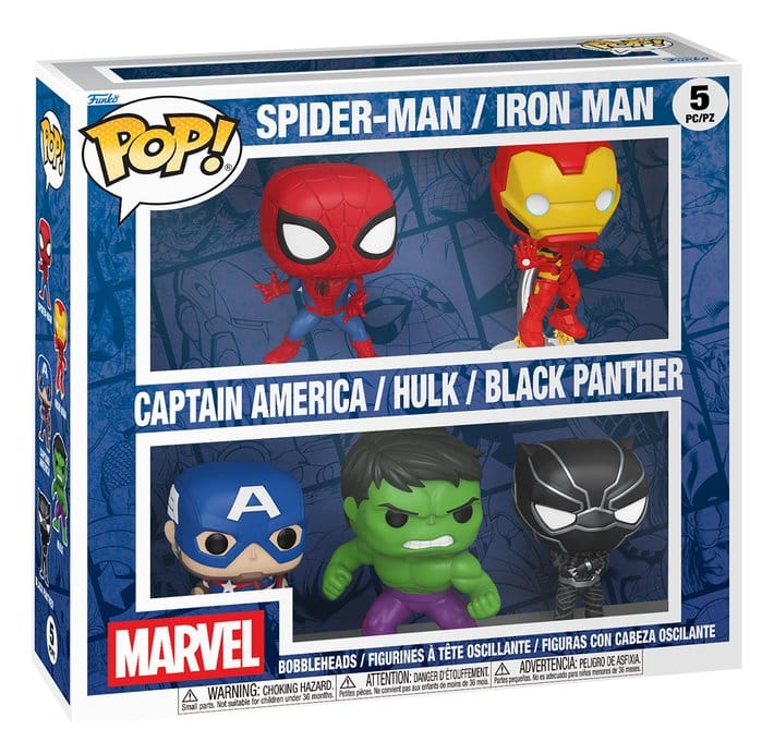 Marvel: POP 5er Set Spider-Man/Iron Man/Captain America/Hulk/Black Panther Spider-Man, Iron Man, Captain America, Hulk, Black Panther