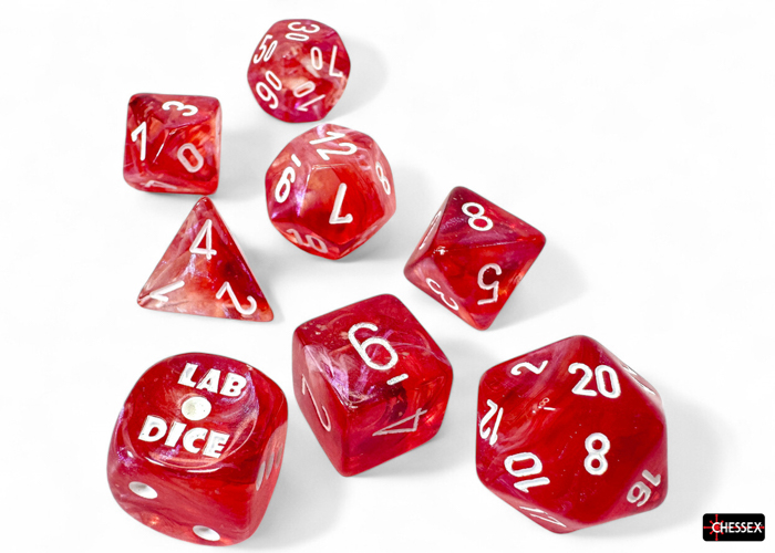 Lab Dice: Borealis Passion/white 7 Würfelset