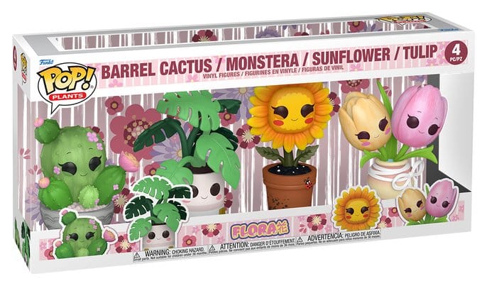 Flora: POP Barrel Cactus/Monstera/Sunflower/Tulip 4er Pack Barrelkaktus, Monstera, Sonnenblume, Tulpe, Vinylfiguren
