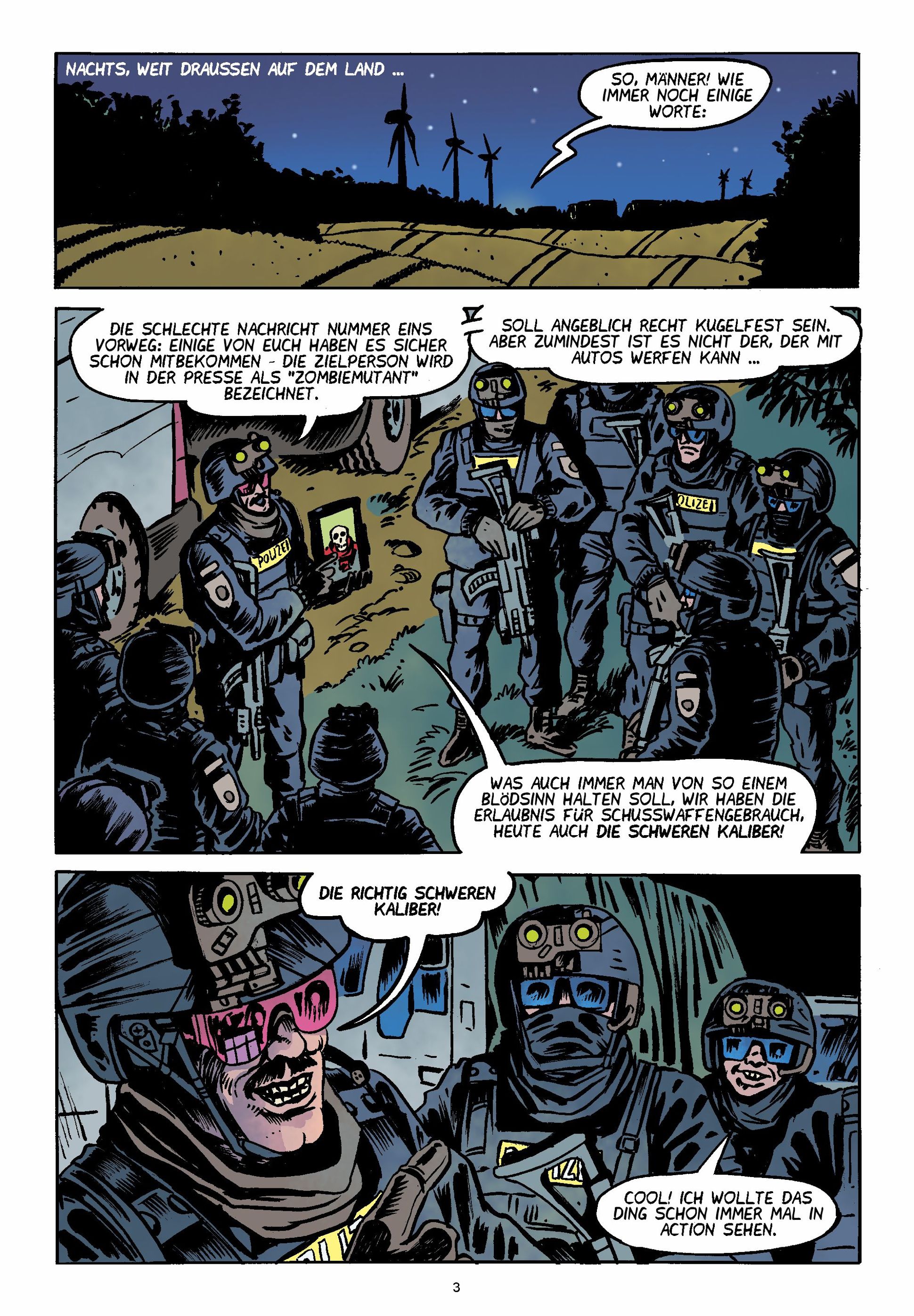 Zombieman Bd.7: Das Geheimnis der Geisterfrau Nachrichten, Nacht, Polizisten, Zombiesik, Waffen