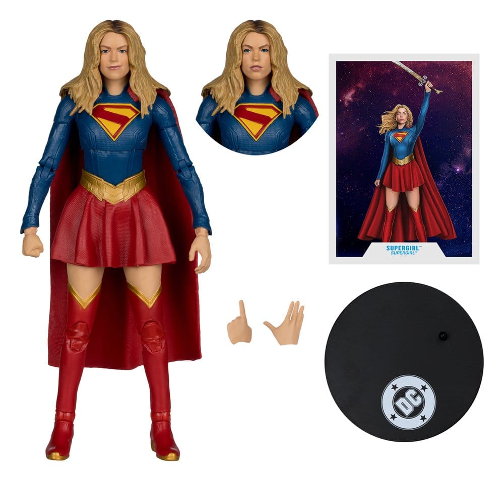 Supergirl Figurine, Kunststofffigur, Kleidungsschnitt, rote Cape, DC Comics