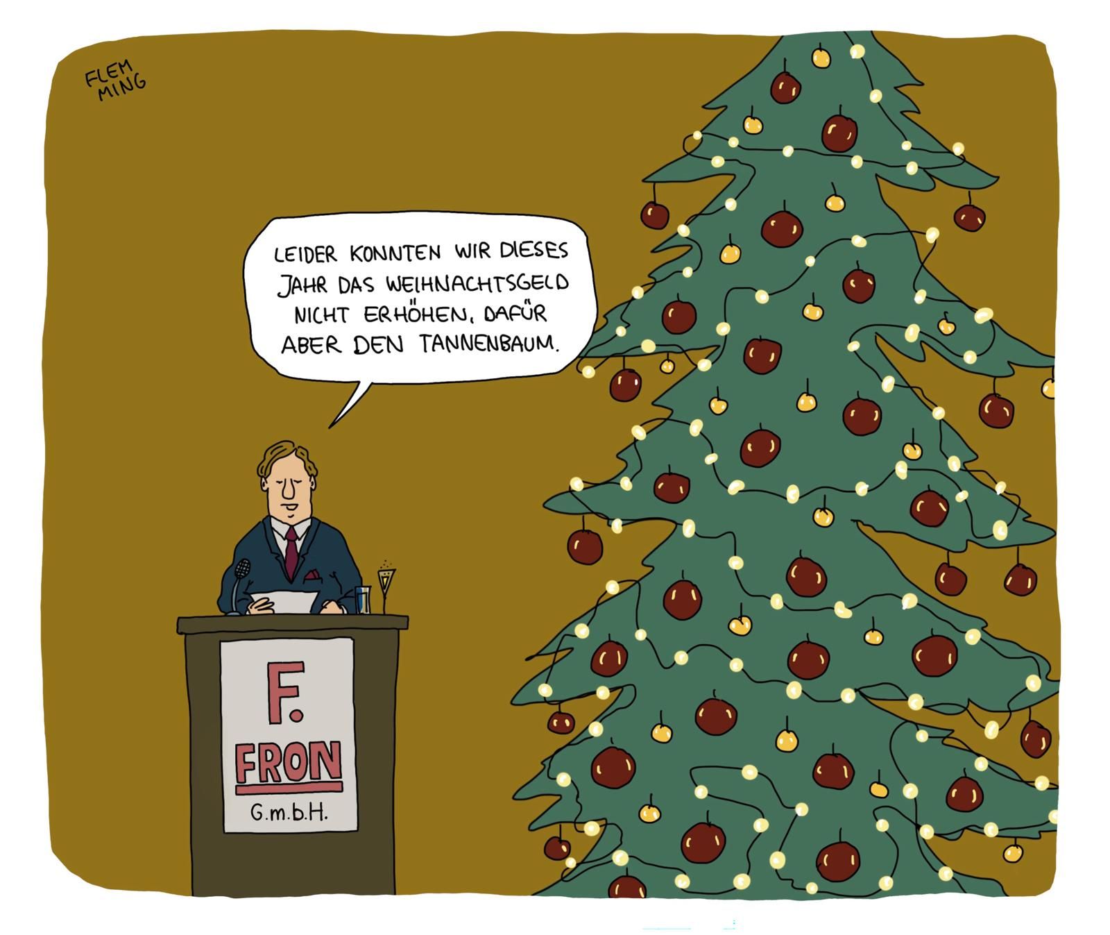 Fieser die Glocken nie klingen weihnachtsbaum, lichterkette, baumschmuck, podium, politischer humor