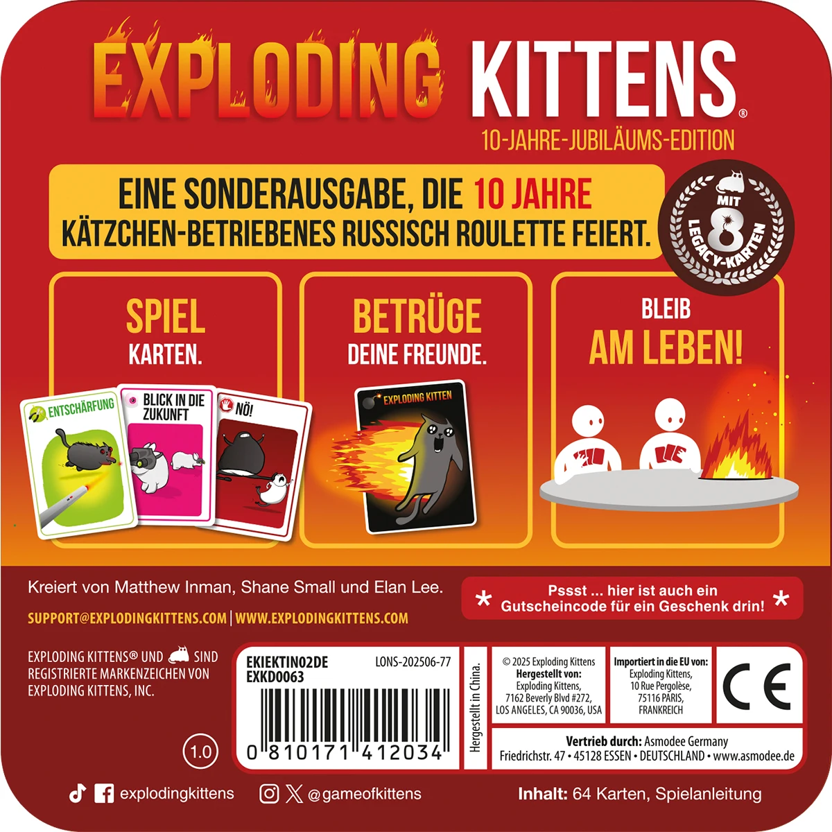 Exploding Kittens dt. - 10-Jahre-Jubiläumsedition (Metallbox) Exploding Kittens dt. - 10-Jahre-Jubiläumsedition (Metallbox)