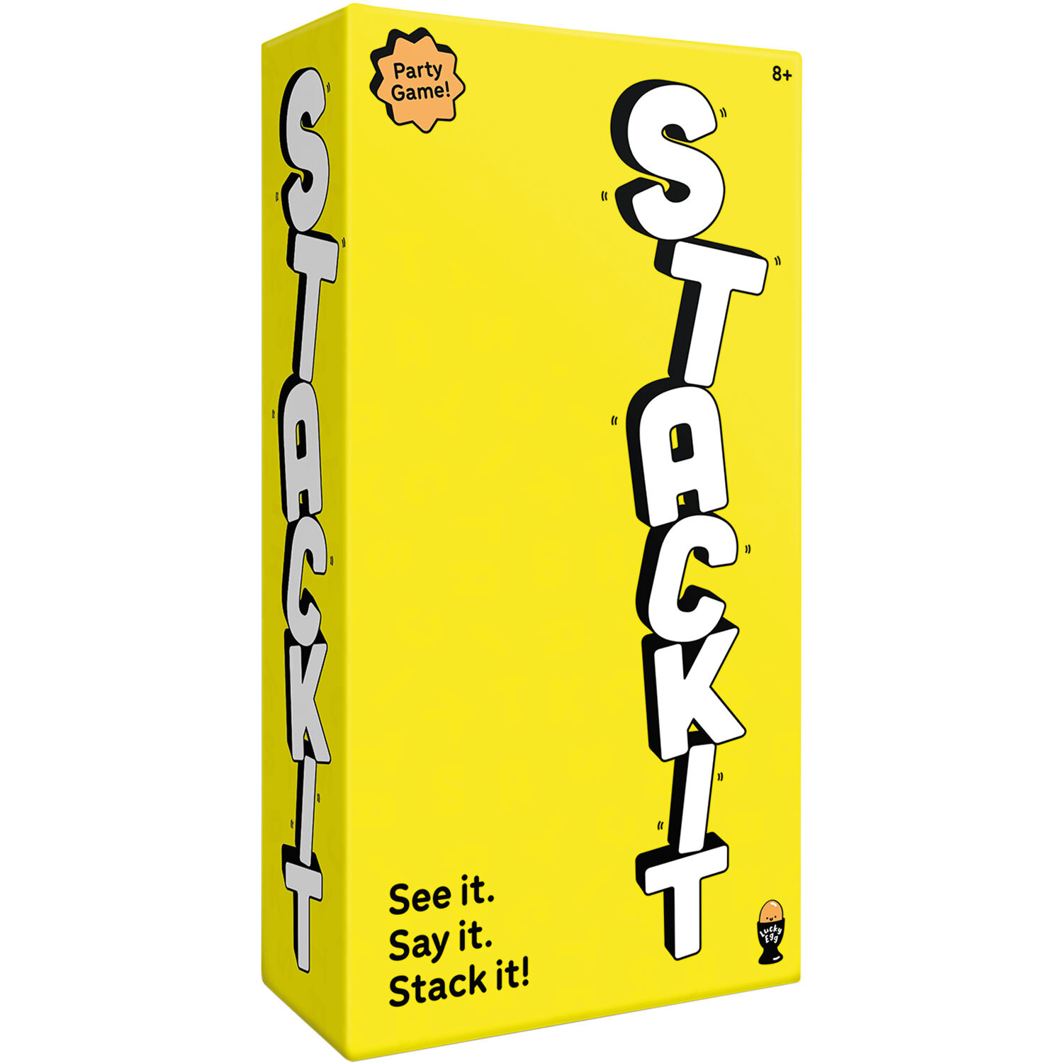 kartenspiel, partyspiel, würfelspiel?, see it say it stack it, gelb box