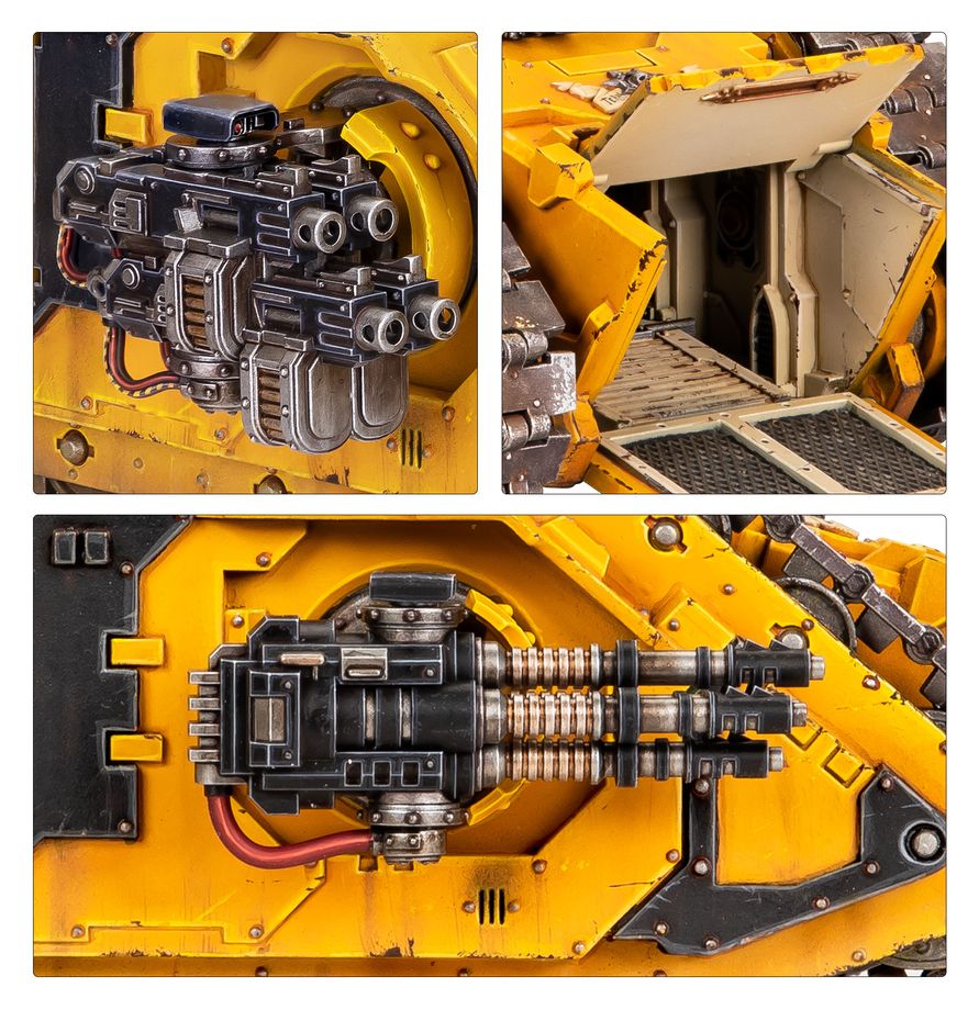 Horus Heresy: Legiones Astartes - Spartan Prometheus Assault Tank Raupe/Schaufel Arm, Gelb Panzer/Kampf-Look, Maschinenkanone, Panzernarbe, Rüstungsteile