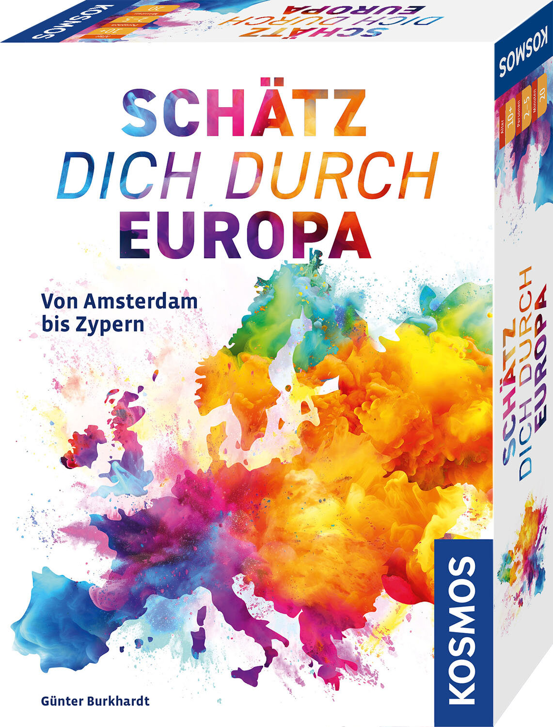Schätz dich durch Europa Puzzle, Farbexplosion, Europa-Karte, Brettspiel-Box, Kosmos