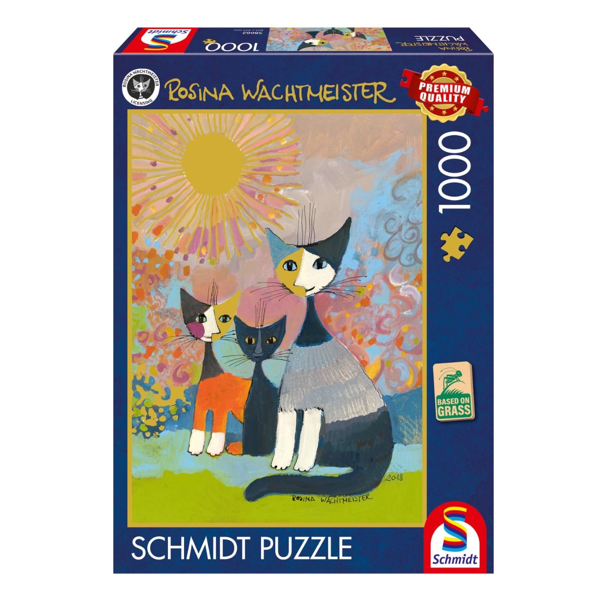 Puzzle: Unter goldener Sonne jigsaw puzzle, katzen illustration, Schmidt Puzzle, 1000 teile, bunte Kunst
