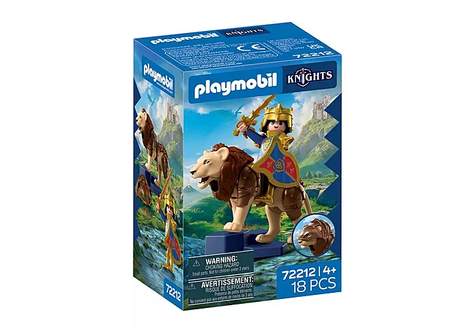 playmobil, ritter, figur, löwe, pferd