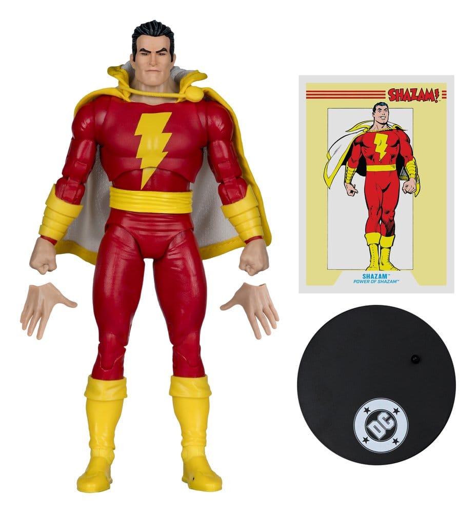 DC Multiverse AF: Shazam (Power of Shazem) 19cm Superhelden-Figur, Shazam-Cosplay, Roter Anzug, Gelber Umhang, DC-Figur