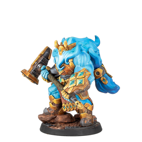Warcrow: Mounthaven - Waljan, the Last of the First Miniatur, Figur, Blaues GoBlin, Hammer, Rüstung