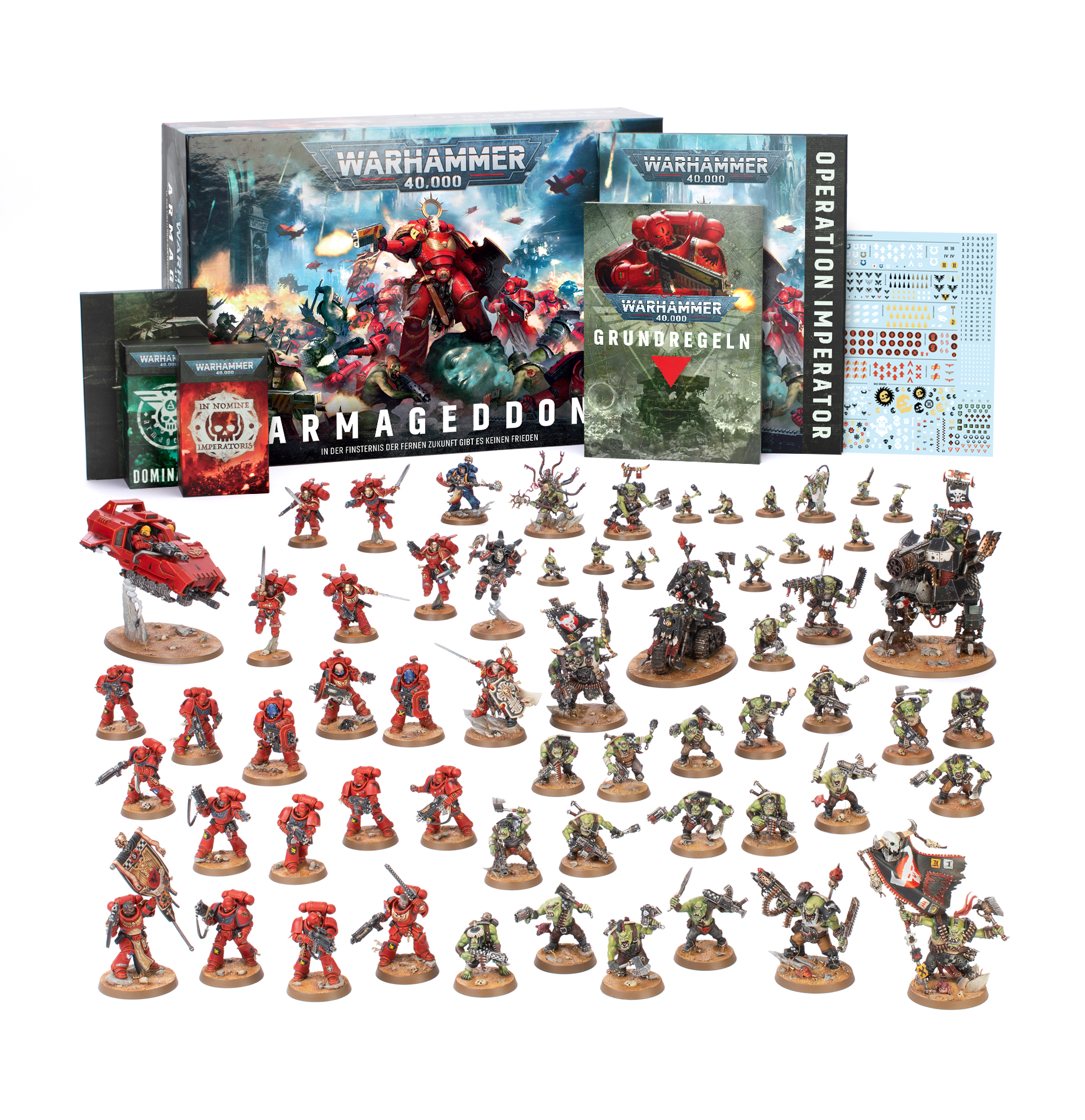 Warhammer 40K: Armageddon dt. Miniaturen, Tabletop, Warhammer 40k, Rote Soldaten, Grüne Aliens