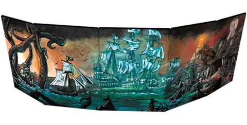 Pirate Borg RPG: Gamemasters Screen Schiffssegler, Segelschiff, Meer, Küstenszene, Kunstwerk