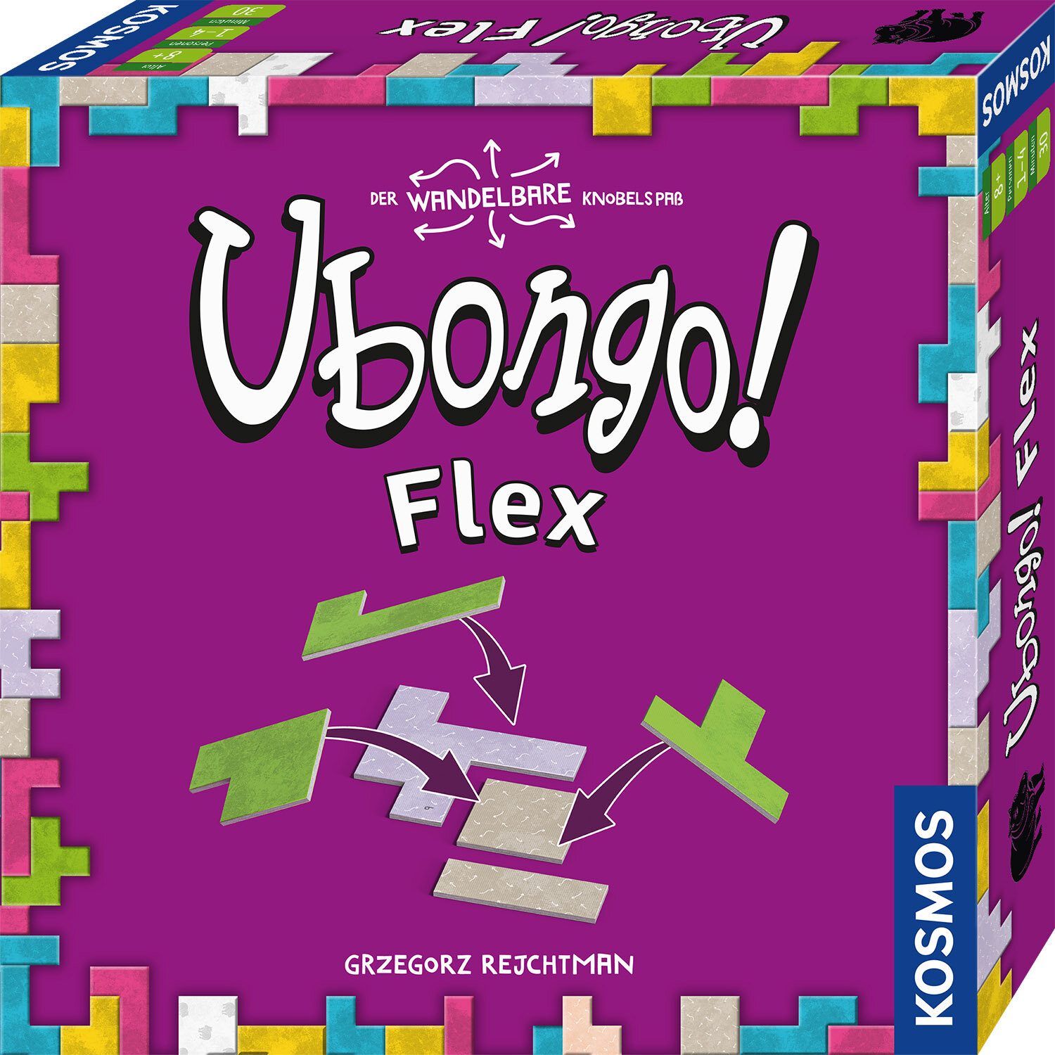 Ubongo Flex Puzzle, Fliesen, Blöcke, Schwamm, Lila