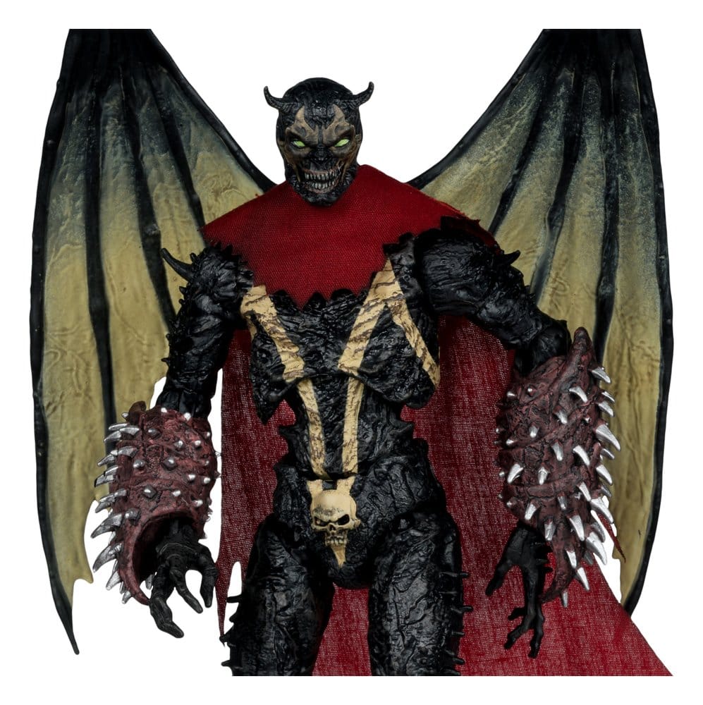 Dämonenfigur, Flügelwesen, Roter Umhang, Kriegerfigur, Skelettakzent