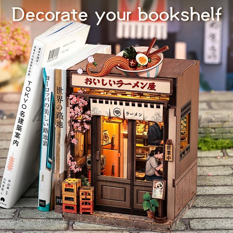 Miniature Laden, Miniaturgebäude, Ramenhaus, Cafe-Front, Bücherregal-Szene
