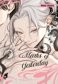 Marks of Yesterday Mangas, Coverkunst, Charakterporträt, rosa Akzente, Text auf dem Cover