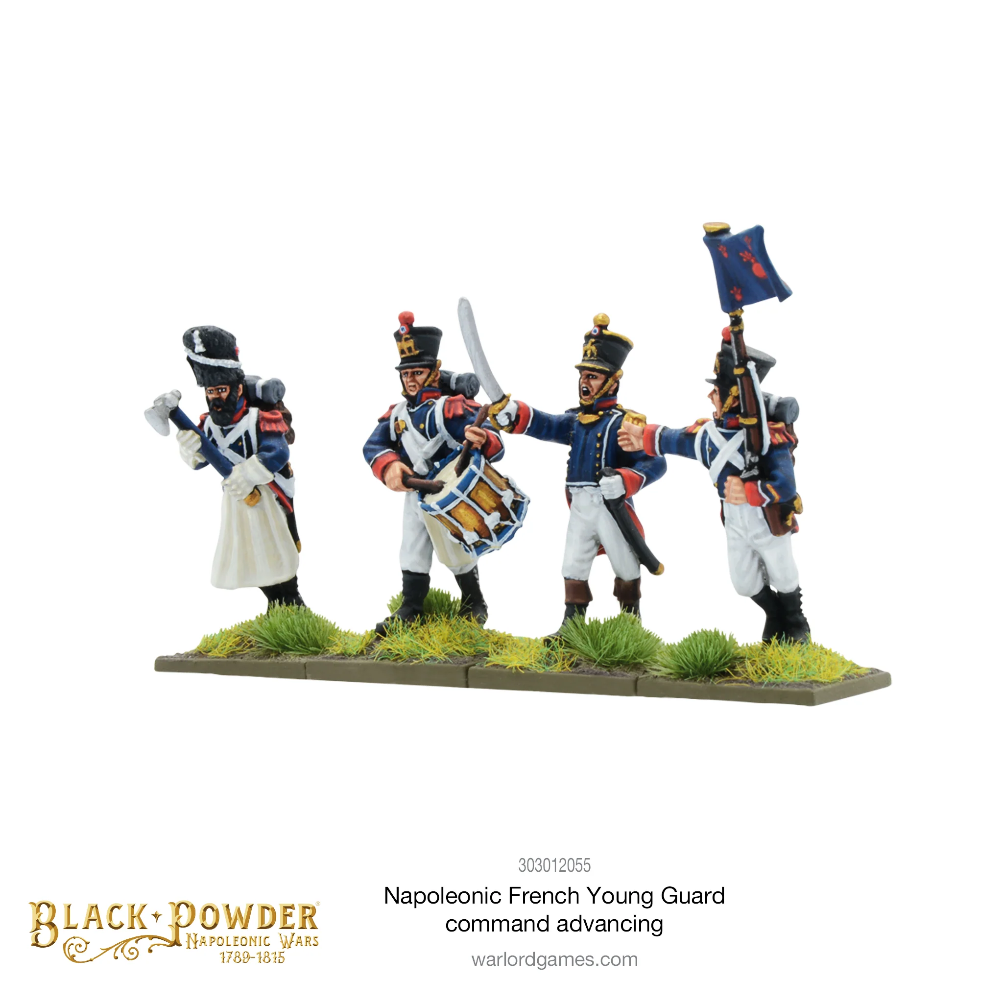 Black Powder: Napoleonic French Young Guard Command advancing Black Powder: Napoleonic French Young Guard Command advancing