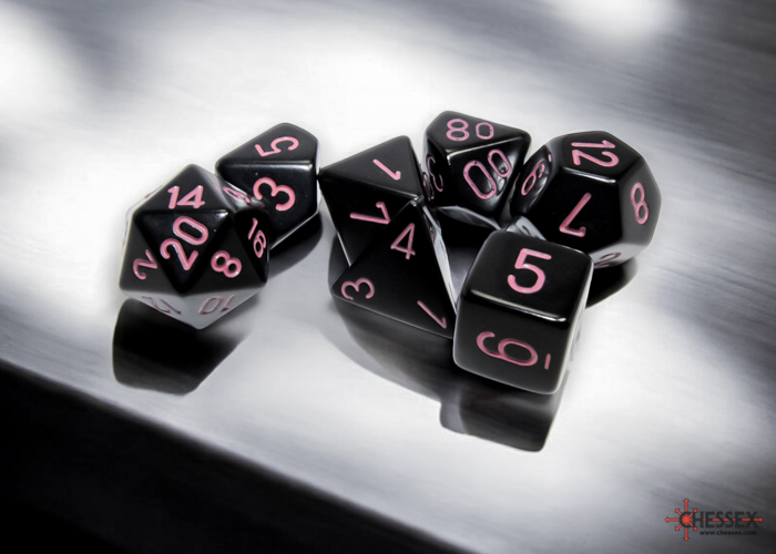 Würfel: 7er-Würfelset "Opaque" (Black/Pink)