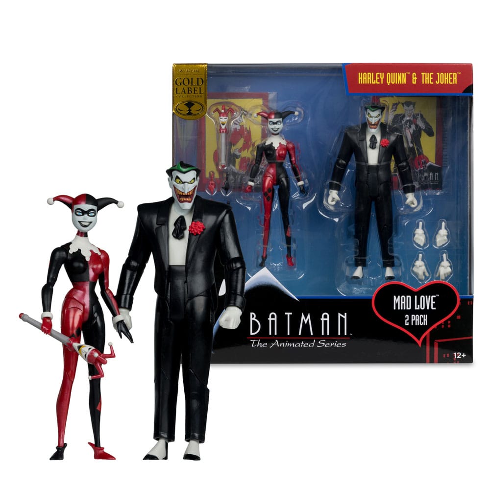 DC Direct AF: Harley Quinn & The Joker Mad Love 2er Set (Batman Animated Series) Gold Label 18cm Erwachsener, Männlich, Mann, Person, Comics