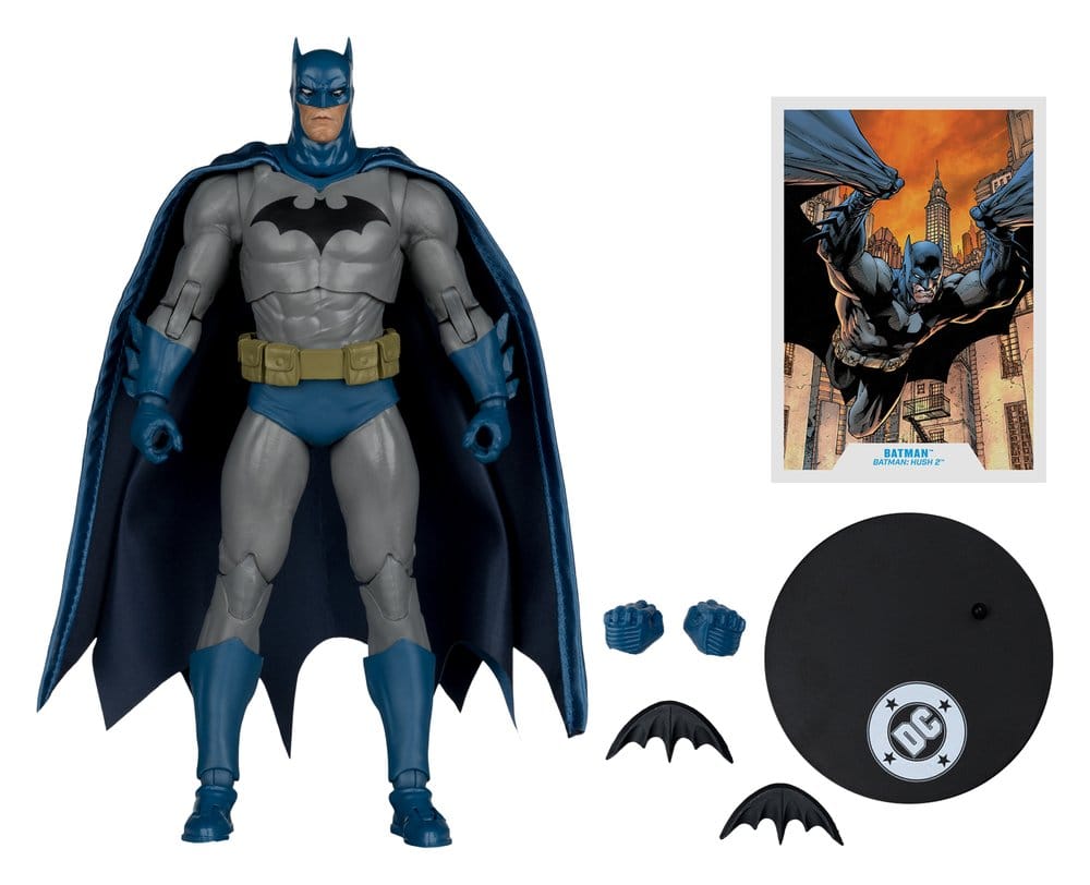 DC Multiverse AF: Batman (Batman Hush 2) 18cm Batman Figur, Actionfigur, Cape, Gürtel, Gegenstände Set