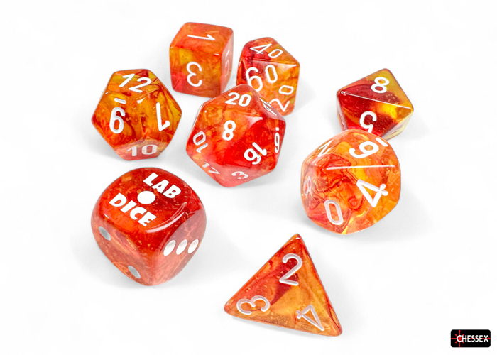 Lab Dice: Nebula Molten/white 7 Würfelset Lab Dice: Nebula Molten/white 7 Würfelset