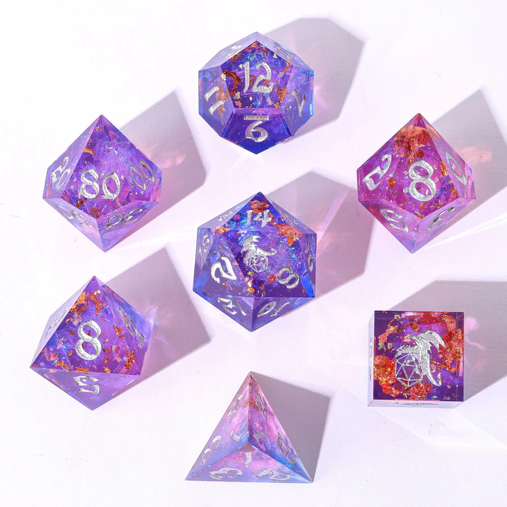 Captured Magic Sharp Edge Resin Dice Set Gilded Storm