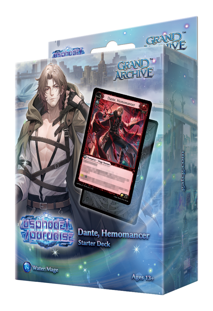 Grand Archive TCG: .asphodel/paradise Starter Deck "Dante, Hemomancer" Starter Deck, Dante Hemomancer, Trading Card, Water Mage, Deck Box