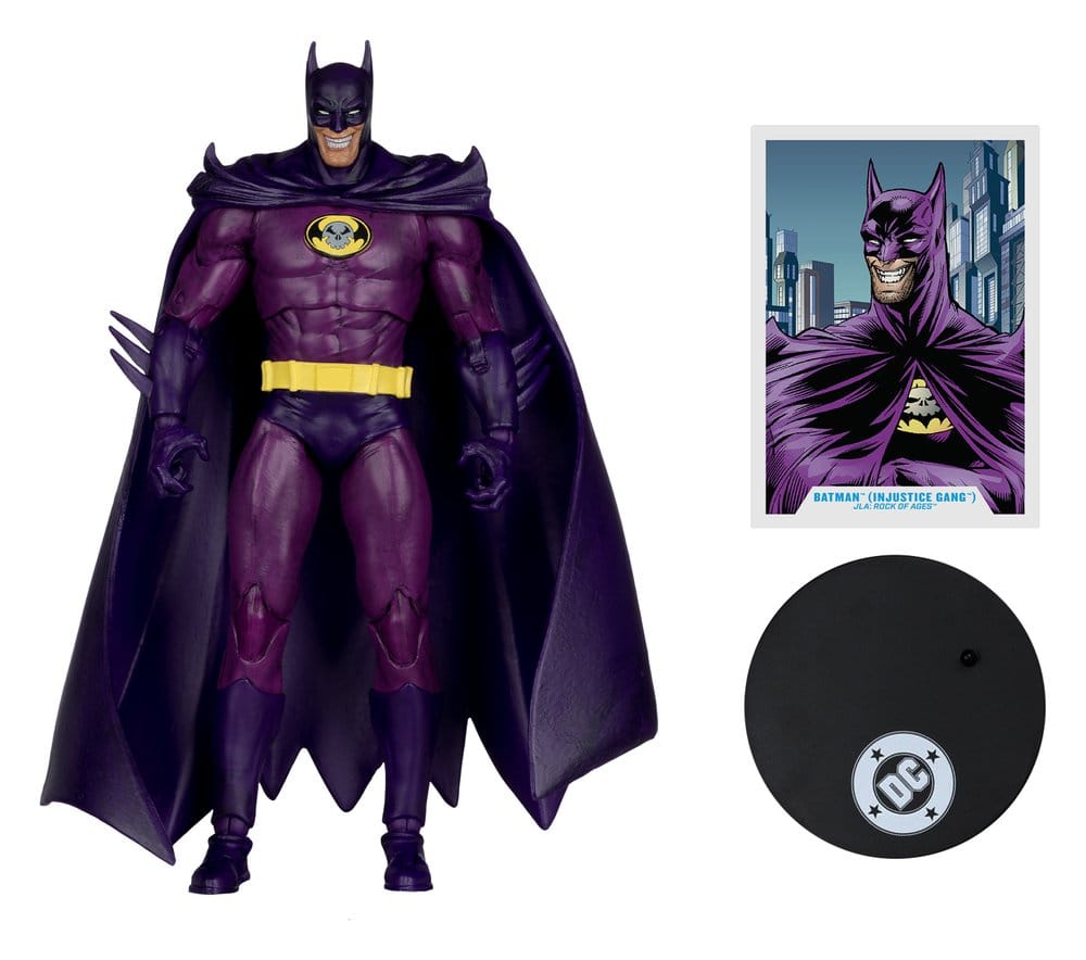 Batman Actionfigur, Lila Anzug, Umhang, Bat-Signal Logo, Zubehör-Set