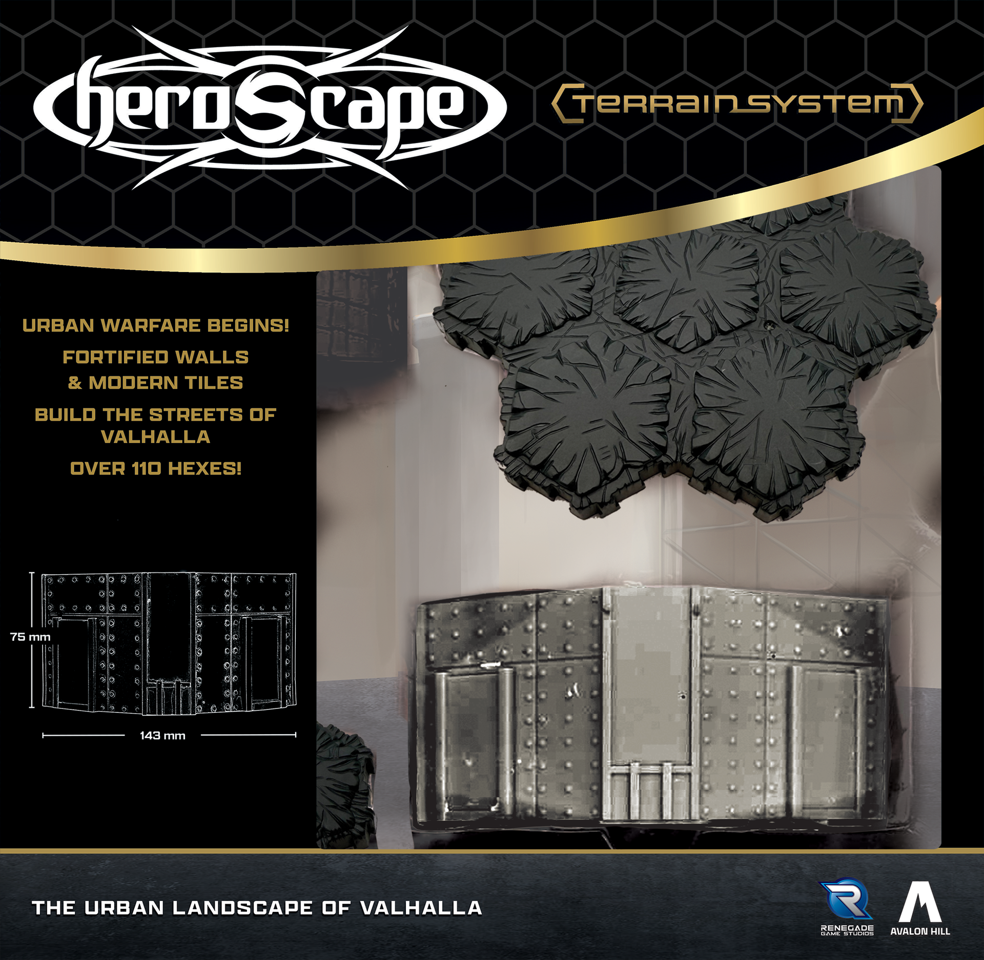 Heroscape: The Urban Landscape of Valhalla Terrain Expansion modulare fliesen, Wandfliesen, sechseckige mats, metallische wandpaneele, urbane bewertung