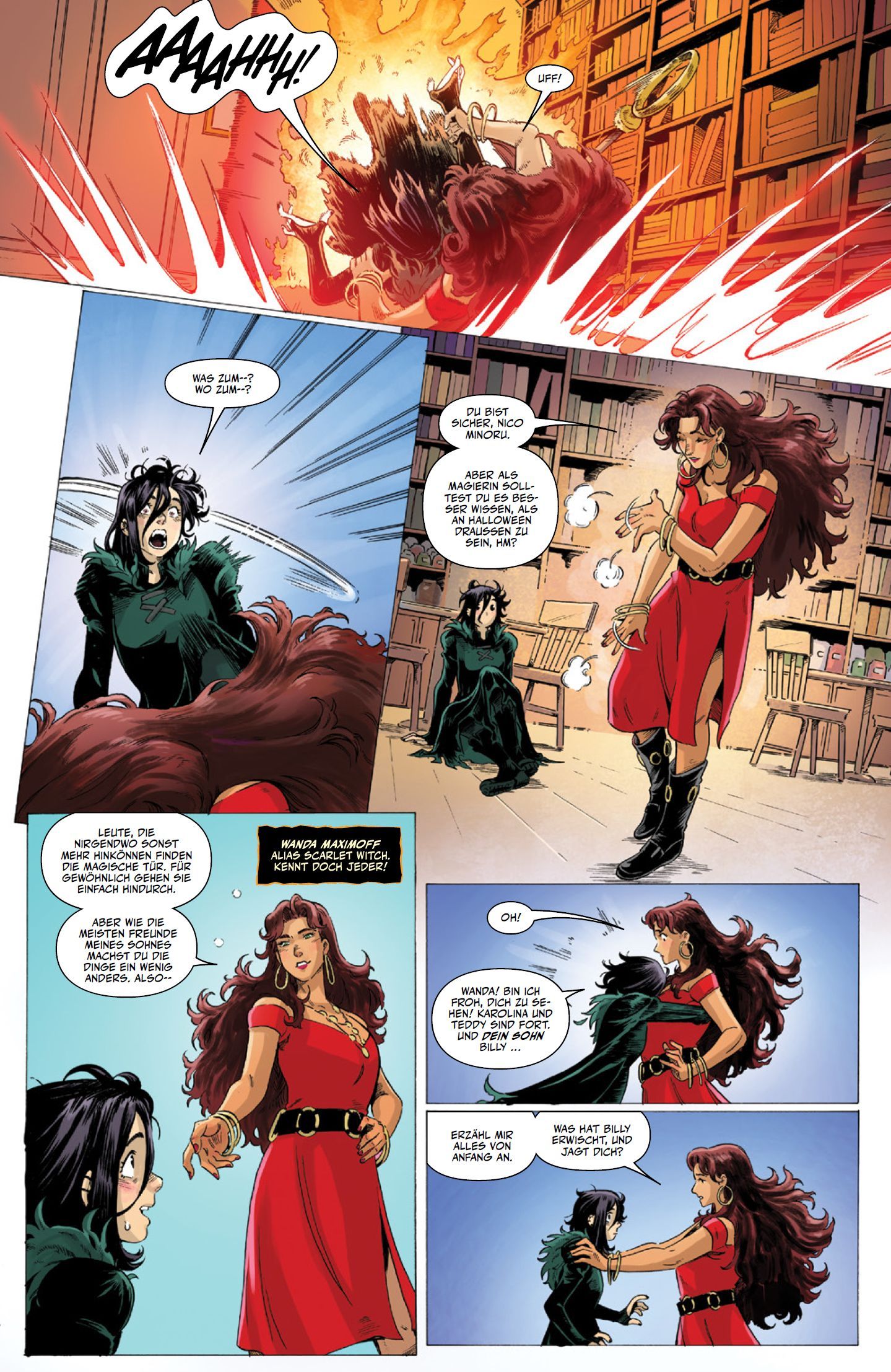Strange Tales: Geisterstunde Comic, Frau, Rotes Kleid, Stiefel, Bibliothek