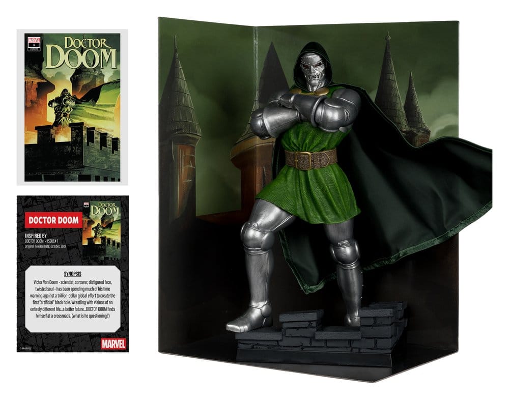 Superhelden-Statue, Doktor Doom, Actionfigur, Kaiser Helm, Kriegerrüstung
