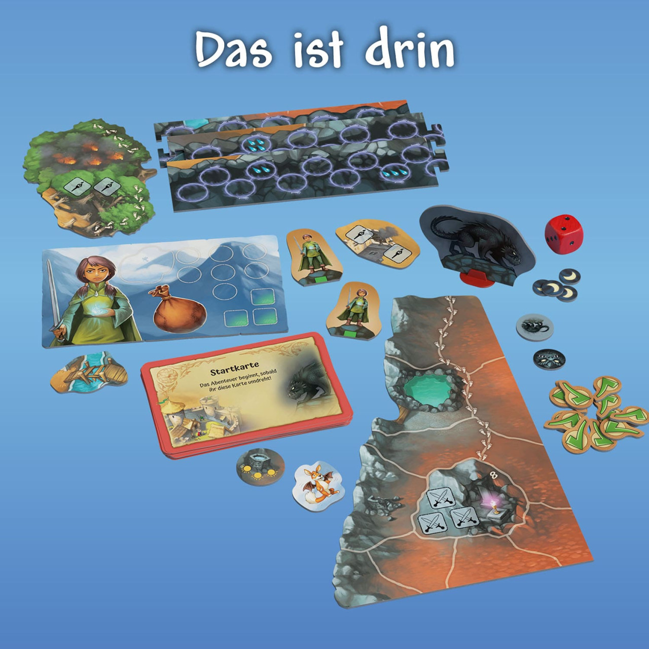 Brettspiel, Abenteuerspiel, Spielplan, Würfel, Karten