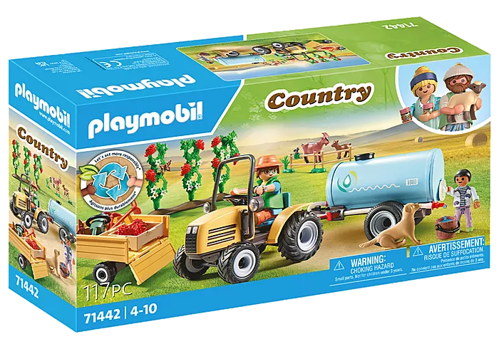 Playmobil: Bauernhof - Traktor mit Anhänger und Wassertank