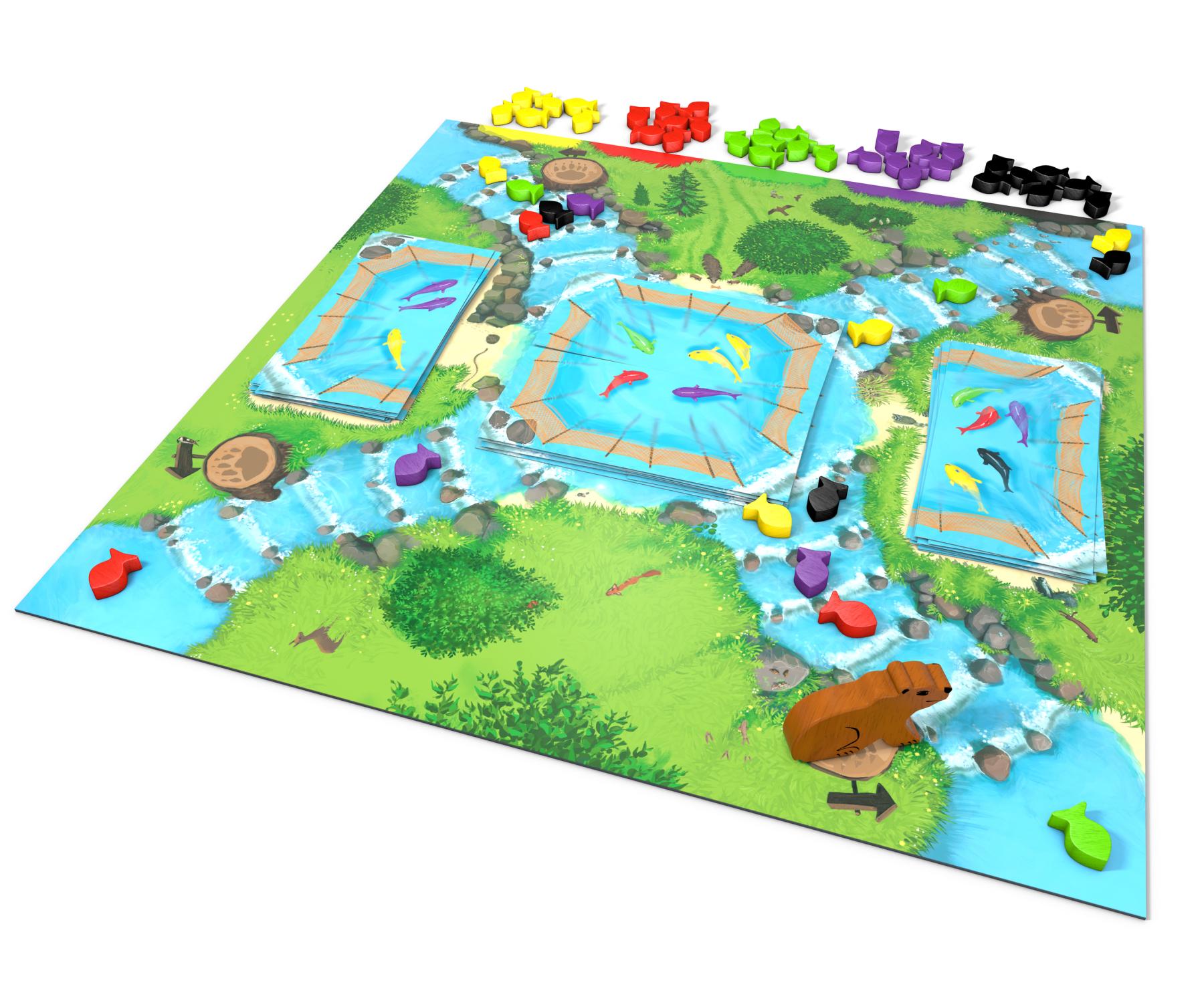 Flitze Flatze Bärentatze Wasserbecken, Fische, Brettspiel, Bach, Tierfiguren