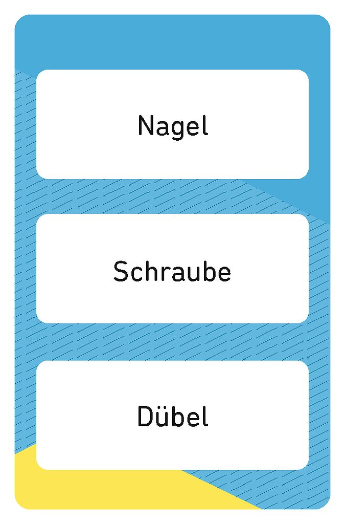 Same Word Challenge Nagel, Schraube, Dübel, Montage, Bauteil