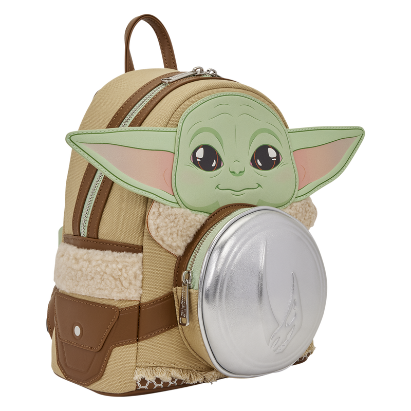 Star Wars: Rucksack Grogu & Anzellan Kunstleder Rucksack, Baby-Yoda, Minimalistisch, Braun, Silberfolie