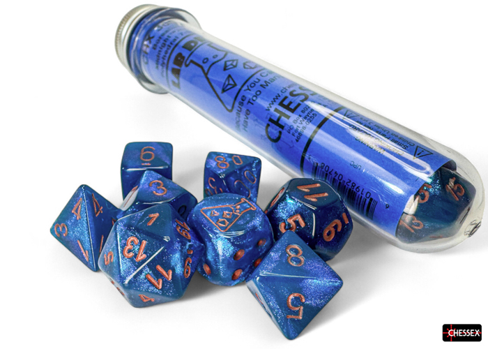 Lab Dice: Borealis Midnight/Copper 7 Würfelset