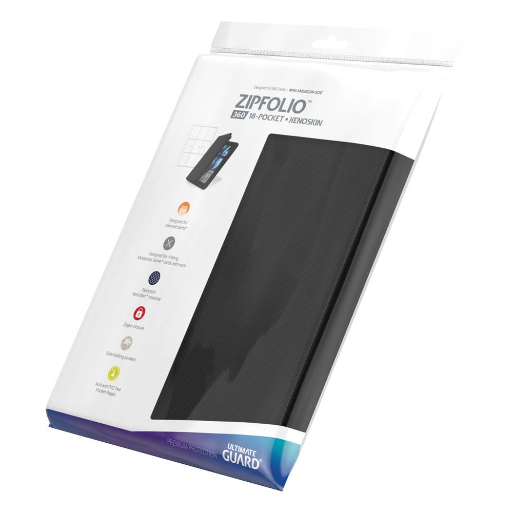 Ultimate Guard: Zipfolio Xenoskin 8-Pocket Mini schwarz Hülle, Kartenhülle, Zippfolio, Kartenetui, Wallet