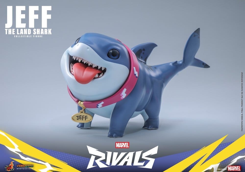 Marvel Rivals AF: Jeff the Land Shark Masterpiece Series 11cm Jefe der Landschildkröte, Figur Sammlerstück, Haifigur, rosa Halsband, Figurines