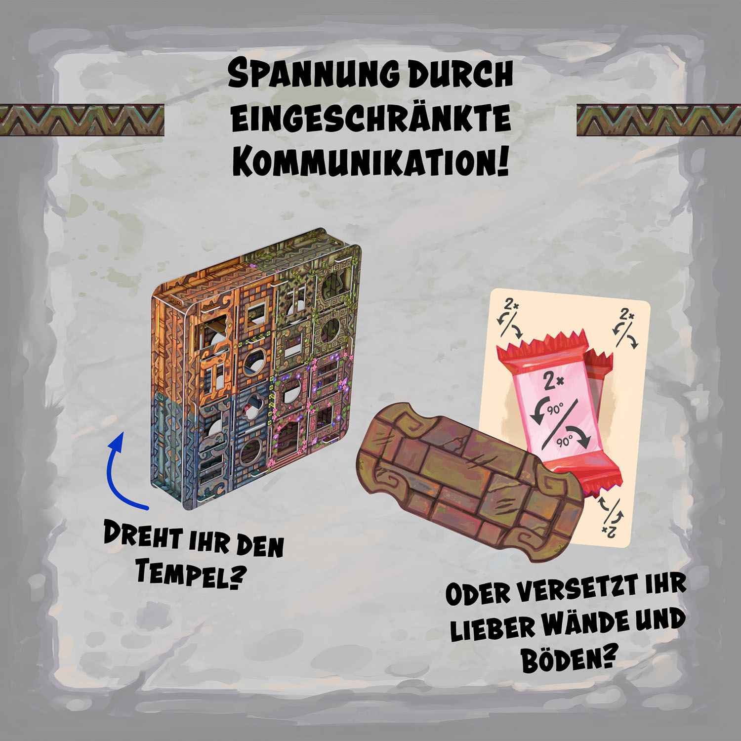 Temple Twist puzzle, Brettspiel, Würfel, Plättchen, Spielzubehör
