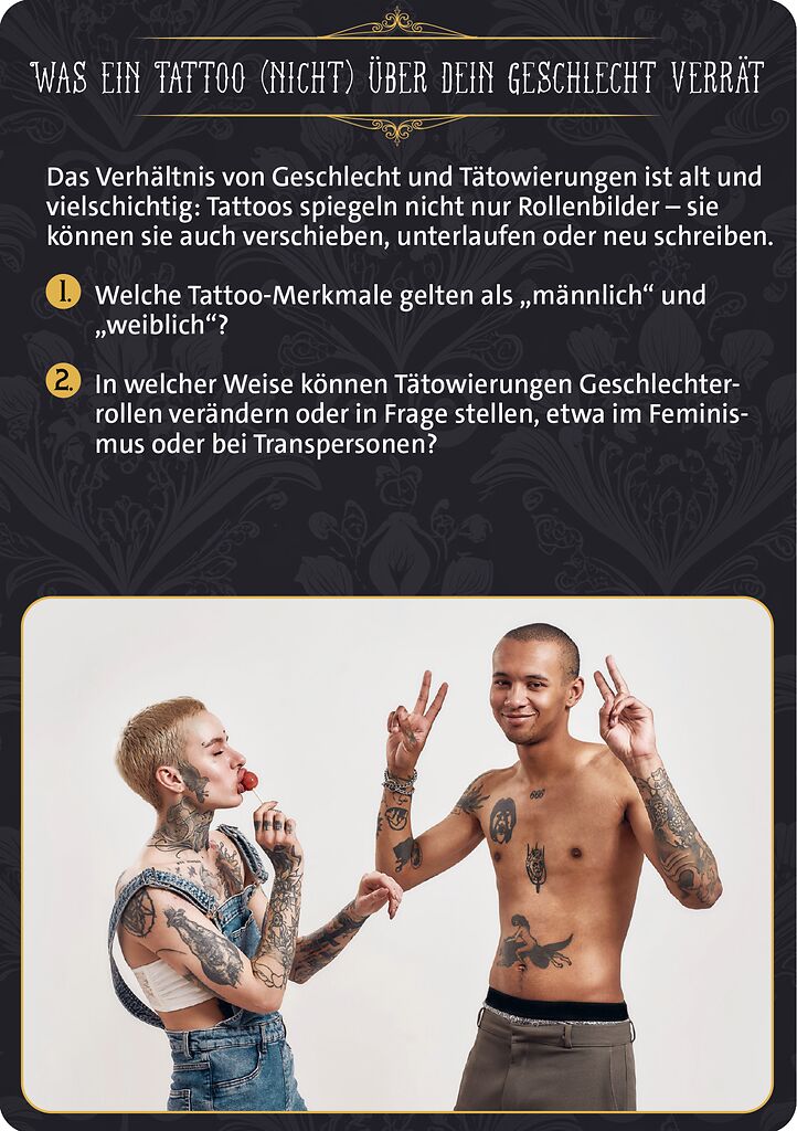 Das Grosse Tattoo Quiz Tattooed men, Body art, Tattoos, Two people, Piercing?