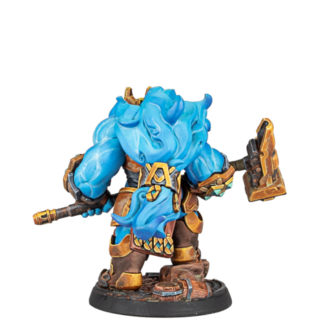 Warcrow: Mounthaven - Waljan, the Last of the First figurine, minotaur, blue, armor, hammer