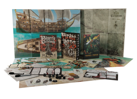 Pirate Borg RPG: Starter Set Brettspiel, Tischspiel, Brettspiel-Set, Gaming-Zubehör, Würfel und Marker