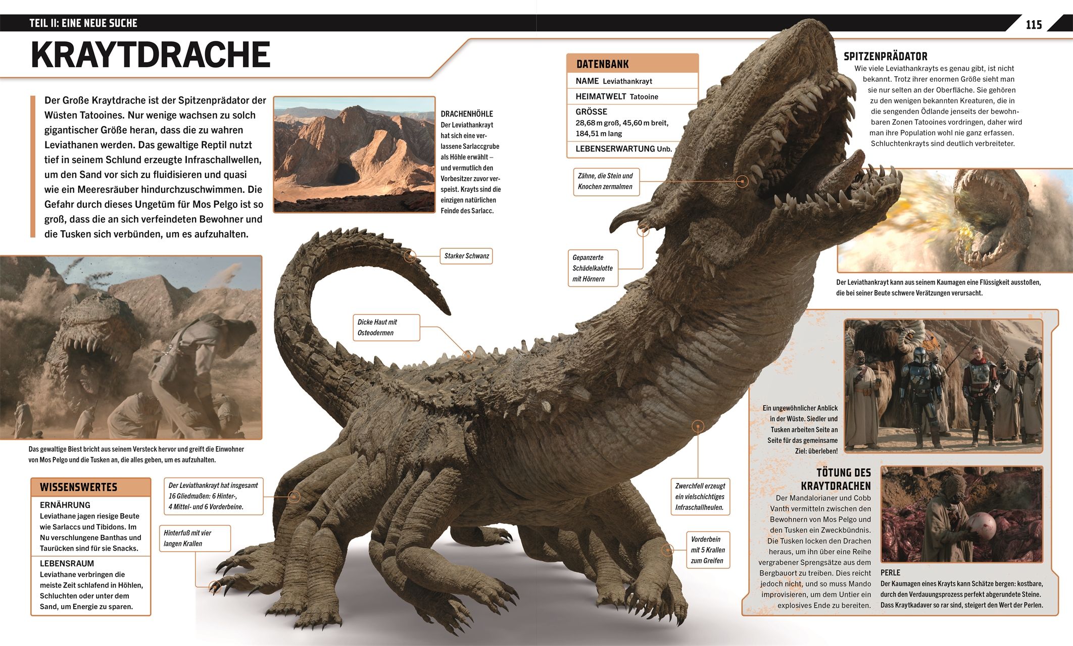 Star Wars: The Mandalorian - Die illustrierte Enzyklopädie Kraytdrache, Leviathan-Krayt, Wüstenreptil, Schädelzahn, Schuppen