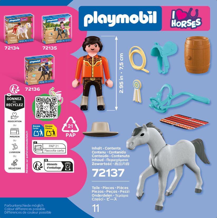 playmobil, pferd, figur, zubehör, barrel