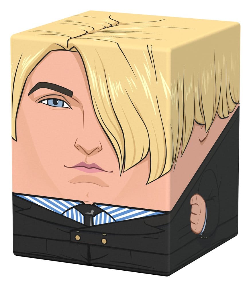 Kunststoffbox, Cartoon-Design, Blondhaar, Anzug, schwarzer Koffer
