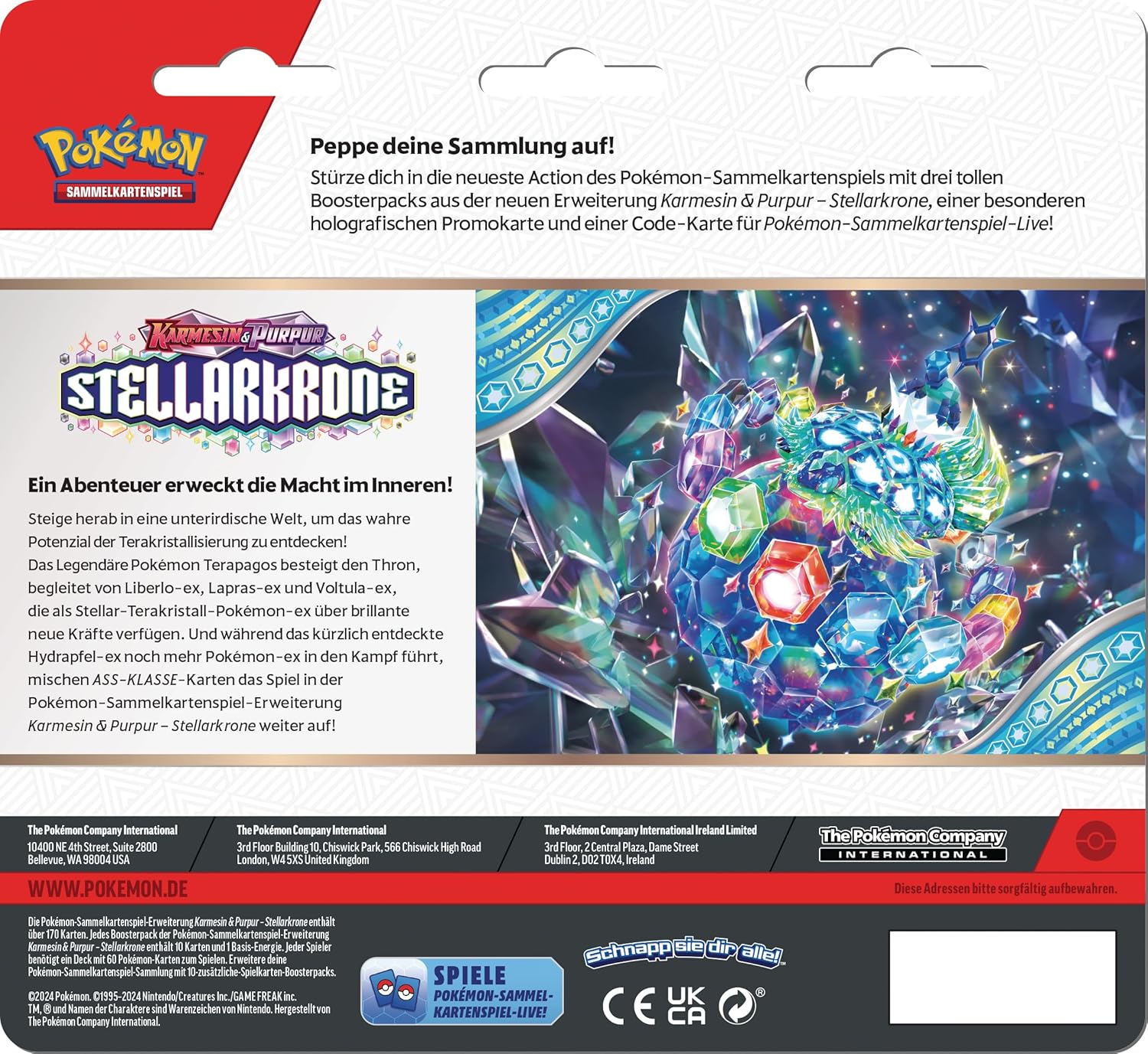 Pokémon CCG dt.: Karmesin & Purpur Stellarkrone 3-Pack Blister (KP07)